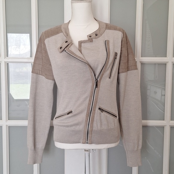 Banana Republic Suede Moto Sweater Jacket - Picture 3 of 16